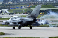 ZA367 @ EGQS - While preparing for take off the left afterburner stalled. After three times the Tornado rolled back to the flightline.
