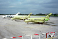 G-ELRA @ EGCD - The three 125-1000 development aircraft lined up on the apron outside my office window. - by vickersfour