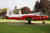 XN589 @ EGXU - Hunting P-84 Jet Provost T3; the gate guardian at RAF Linton-on-Ouse, UK. - by Malcolm Clarke