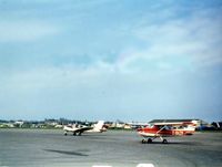 G-BAZR @ EGMC - Cessna F150L alongside Rallye G-AWJI Southend 1975 - by GeoffW