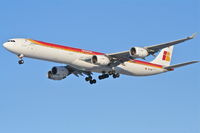 EC-INO @ KORD - Iberia A340-642 GAUDI, IBE6275, arriving RWY 28 KORD from LEMD (Madrid). - by Mark Kalfas