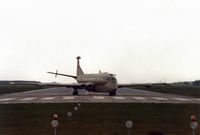 XV236 @ EGQK - Nimrod MR.2 of the Kinloss Maritime Wing leaving the active runway at Kinloss in May 1991. - by Peter Nicholson