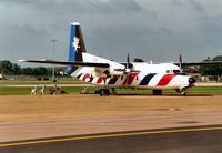 C-10 @ MHZ - F-27M Troopship of 334 Squadron Royal Netherlands Air Force in the 1993 season's colours at the 1993 Mildenhall Air Fete. - by Peter Nicholson