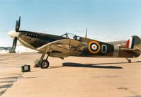 AB910 @ EGQL - Spitfite LF.VB of the Battle of Britain Memorial Flight on display at the 1989 RAF Leuchars Airshow. - by Peter Nicholson
