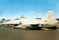 K-3047 @ EGQL - NF-5A of 316 Squadron Royal Netherlands Air Force in the static display at the 1989 RAF Leuchars Airshow. - by Peter Nicholson