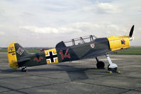 G-BJAX @ EGSU - Pilatus P-2-05 at Duxford Airfield in 1989. - by Malcolm Clarke