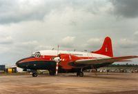 WL679 @ EGVA - Varsity T.1, callsign Nugget 56,  of the Royal Aircraft Establishment Farnborough on display at the 1987 Intnl Air Tattoo at RAF Fairford. - by Peter Nicholson