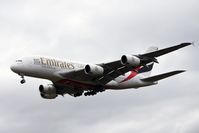 A6-EDH @ EGLL - Emirates A380 wears ' 6000th Airbus ' titles - arriving at Heathrow - by Terry Fletcher