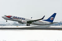 OK-TVH @ LOWL - Travel Service Boeing B737-8Q8 take-off to GMMX/RAK