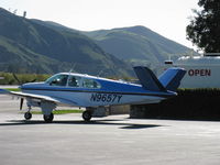 N9657Y @ SZP - 1962 Beech P35 BONANZA, Continental IO-470-N 260 Hp, tip tanks, three-blade prop - by Doug Robertson