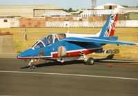 E173 @ EGVA - Patrouille de France aircraft number 0 on the flight-line at the 1995 Intnl Air Tattoo at RAF Fairford. - by Peter Nicholson
