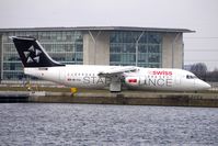 HB-IYU @ EGLC - Swiss Airlines Bae 146 at London City - by Terry Fletcher