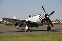 G-THUN @ EGSX - Republic P-47D Thunderbolt at Airshow Europe, North Weald in 1992. - by Malcolm Clarke