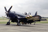 N1337A @ EGSU - Vought F4U-4B Corsair at Duxford Airfield in 1986. - by Malcolm Clarke