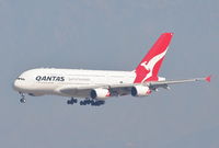 VH-OQE @ KLAX - Qantas Airbus A380-842, VH-OQE 24R approach KLAX. - by Mark Kalfas