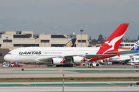 VH-OQA @ KLAX - Qantas Airbus A380-842, VH-OQA, getting a tug to maintenance via taxiway Bravo after arriving from YSSY as QFA11.  . - by Mark Kalfas