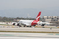 VH-OQA @ KLAX - Qantas Airbus A380-842, VH-OQA, getting a tug to maintenance via taxiway Quebec after arriving from YSSY as QFA11.  . - by Mark Kalfas