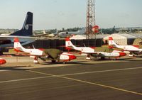 210 @ EGVA - TS-11 Iskra of the Polish Air Force display team White Iskras on the flight-line at the 1995 Intnl Air Tattoo at RAF Fairford. - by Peter Nicholson