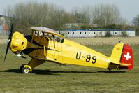 G-AXMT @ EGBR - 1938 Ag Fur Dornier-flugzeuge BUCKER BU133 - One of the many aircraft at Breighton on a fine Spring morning