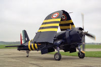 N1337A @ EGSU - Vought F4U-7 Corsair at The Imperial War museum, Duxford in 1989. - by Malcolm Clarke