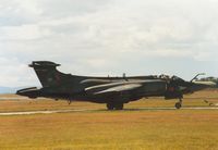 XT287 @ EGQS - Buccaneer S.2B of 208 Squadron awaiting clearance to join Runway 23 at RAF Lossiemouth in September 1988. - by Peter Nicholson