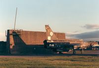 XN781 @ EGQL - Lightning F.2A of 92 Squadron was a decoy in the blast pens at the 1988 RAF Leuchars Airshow. - by Peter Nicholson