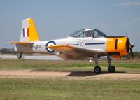 VH-CZE @ YMEL - CAC25 Winjeel touching down. Taken at Melton, Victoria, airfield, at the airshow commemorating the 100th anniversary of the first controlled powered flight in Australia on 18 March 1910 by Harry Houdini