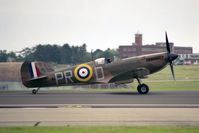 G-AIST @ EGDM - Supermarine 300 Spitfire Mk1A. Manufactured by Westland Aircraft Ltd in 1941 and seen at the Battle of Britain Airshow, A&AEE, Boscombe Down in 1990. - by Malcolm Clarke