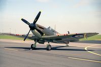 P7350 @ EGXW - Supermarine 329 Spitfire Mk2A. Flown by the RAF's Battle of Britain Memorial Flight, Coningsby and seen at RAF Waddington's Photocall 1990. - by Malcolm Clarke