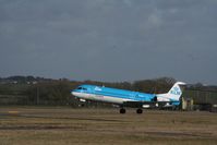 PH-OFO @ EGFF - PH-OFO Fokker 100 departing Cardiff - by Pete Hughes