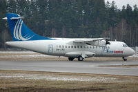 OH-ATD @ ESSP - Finncomm Airlines ATR-42-500 starting up on the runway of Norrköping Kungsängen airport for a flight to Helsinki, Sweden.