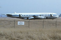N7206U @ KMSP - ex-United. Sat derelict on the west side of KMSP from retirement in 1972 until the late 1980s or early 1990s. Sometimes used as a fire evac trainer. Mainliner T. Claude Ryan.