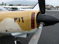 N350TP @ SZP - 1983 Siai-Marchetti SF.260TP, Allison 250-B17 Tri-blade Turboprop 385 shp, UAE flagged, prop danger warning - by Doug Robertson