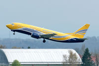 F-GIXB @ LOWL - Europe Airpost Boeing B737-33A(QC) after take-off in LOWL/LNZ