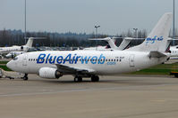 YR-BAF @ EGGW - Blue Air B737 at Luton - by Terry Fletcher
