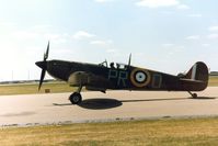 G-AIST @ MHZ - Spitfire IA flown in 609 Squadron markings at the 1990 RAF Mildenhall Air Fete in celebration of the 50th anniversary of the Battle of Britain. - by Peter Nicholson