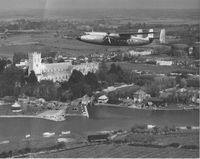 G-AMAF - Taken over Christchurch the town where it was built - by De Havilland official photo 1961