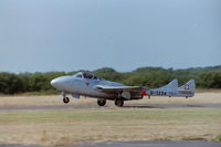 G-DHAV @ EGFH - DHA's DH Vampire T.55 which served in the Swiss Air Force as U-1234. Photographed in early 2001 - by Roger Winser