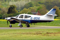 G-BDIE @ EGBP - 1975 Rockwell International Corporation ROCKWELL COMMANDER 112 at the Fuel Pupp at Wellesbourne - by Terry Fletcher