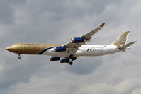 A9C-LH @ EGLL - Gulf Air A340 at Heathrow - by Terry Fletcher