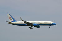 98-0002 @ CID - Final approach, runway 9.  With VP Biden