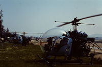 XT193 - Off airport. Army Air Corps Blue Eagles helicopters at the Swansea Bay Air Show, Wales held in the early 1970's - by Roger Winser