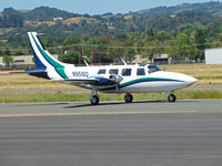 N9510Q @ KCCR - Sporting spiffy new paint scheme this locally-based 1976 Ted Smith Aerostar 601P taxis out @ Buchanan Field - by Steve Nation