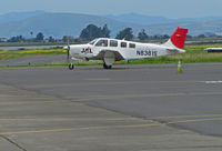 N8381S @ KAPC - JAL student heads out for morning flight at Napa, CA training base in Raytheon A36 in old colors - by Steve Nation