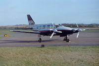 G-UMMI @ EGFH - Haverfordwest Airport based Navajo visiting Swansea Airport in 1999. Later operated by FlyWales. - by Roger Winser