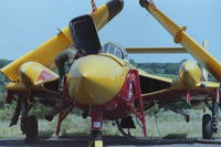G-CVIX @ EGFH - Foxy Lady being prepared for taxying trials during a DHA open day at the airport. Summer 1997. The ex-Royal Navy aircraft served as XP924 exclusively with 899 NAS. - by Roger Winser
