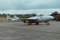 G-DHAV @ EGFH - Ex-Swiss Flugwaffe Vampire T.55, part of DHA's fleet of de Havilland aircraft based at Swansea Airport. - by Roger Winser
