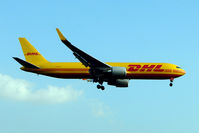 G-DHLF @ EGNX - DHL B767 Freighter lands at East Midlands - by Terry Fletcher