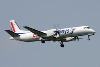 G-CDEB @ EGNT - Saab 2000 on finals to 07 at Newcastle Airport in 2008. - by Malcolm Clarke