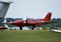 N55UK @ EGTF - Beech E55 Baron at Fairoaks. Ex G-FLAK - by moxy
